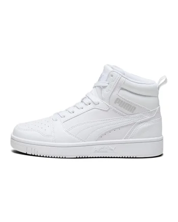 Pantofi sport Rebound V6 mid-cut din piele ecologica, Alb,
