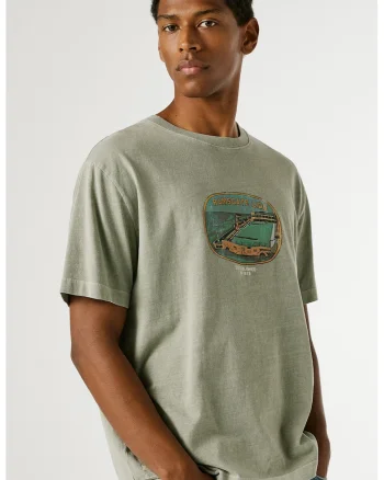 Tricou din bumbac cu decolteu la baza gatului Shaye, Portocaliu pepene/Grej
