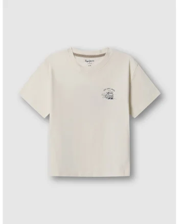 Tricou de bumbac cu imprimeu pe spate, Gri/Alb murdar