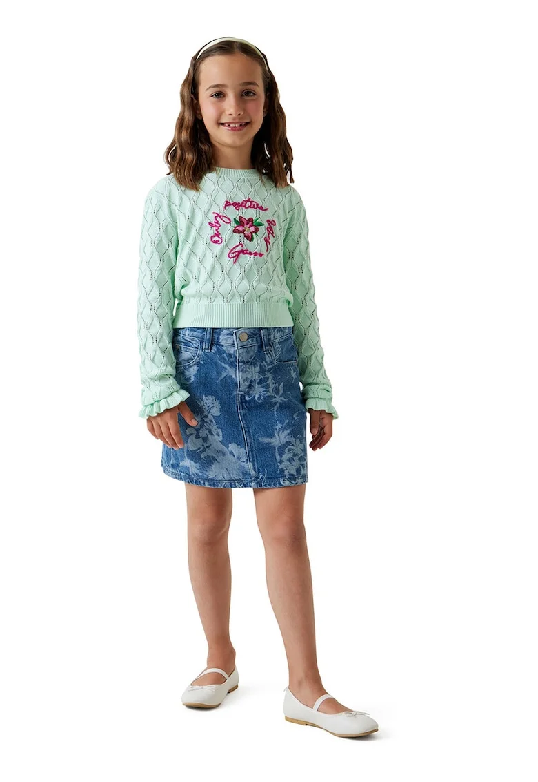 Fusta scurta de denim, Albastru melange