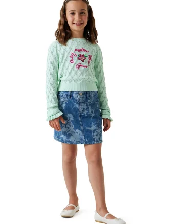Fusta scurta de denim, Albastru melange