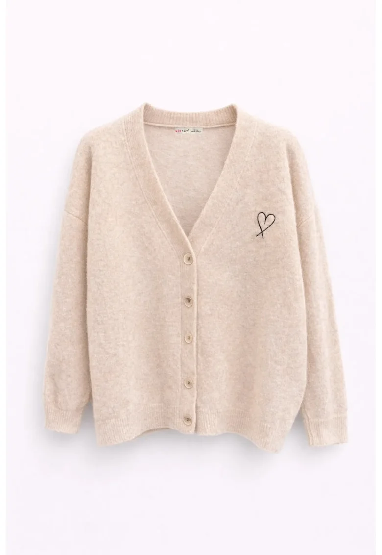 Cardigan tricotat supradimensionat,  bej, One Size