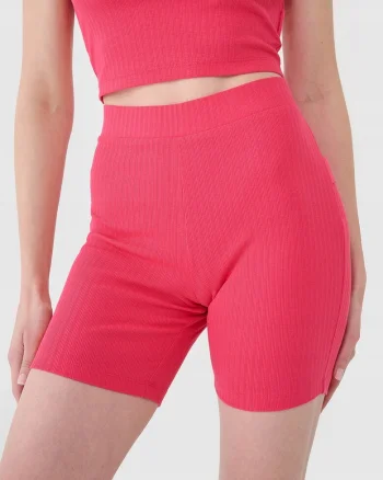 Colanti  scurti, talie inalta, bumbac, Fucsia