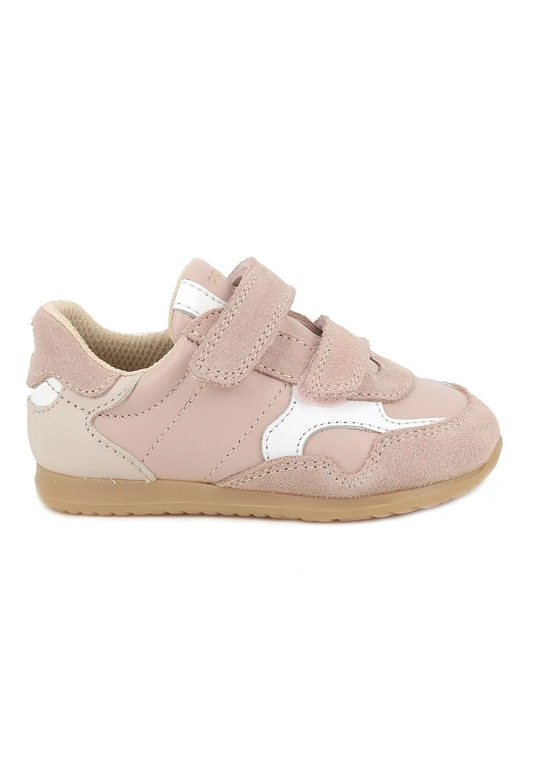 Pantofi sport din piele si piele intoarsa cu segment dublu cu inchidere velcro