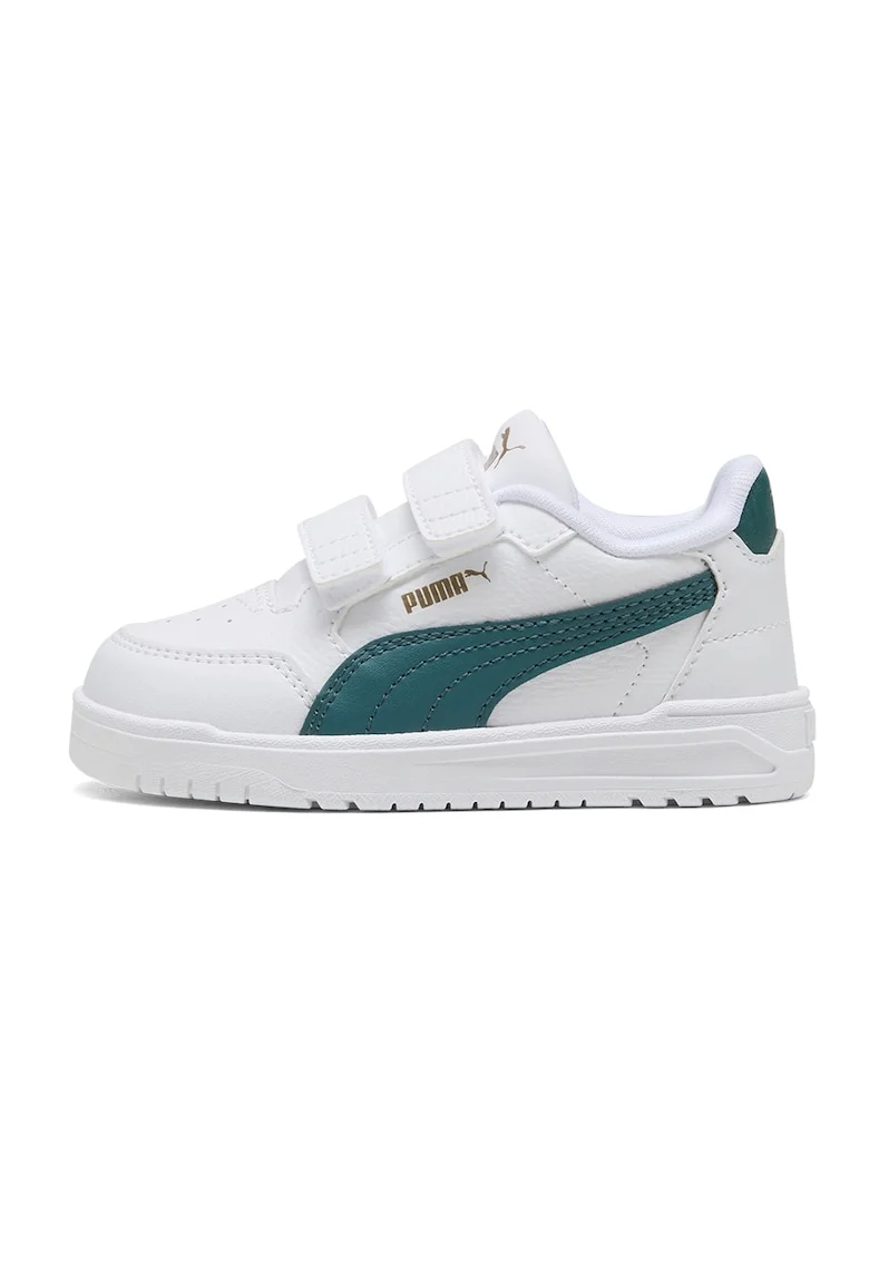 Pantofi sort Shuffle Downtown din piele ecologica cu velcro, Verde englez/Alb optic