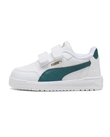 Pantofi sort Shuffle Downtown din piele ecologica cu velcro, Verde englez/Alb optic