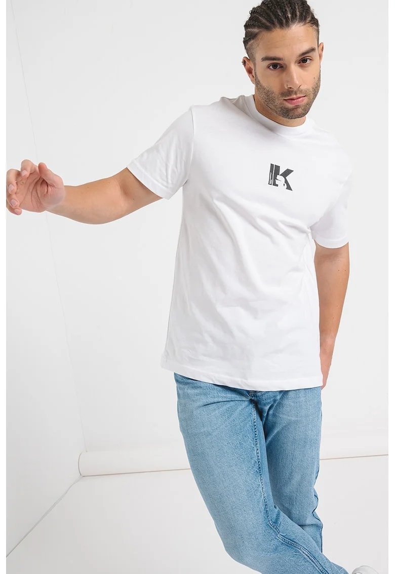 Tricou de bumbac organic, Negru stins/Alb optic