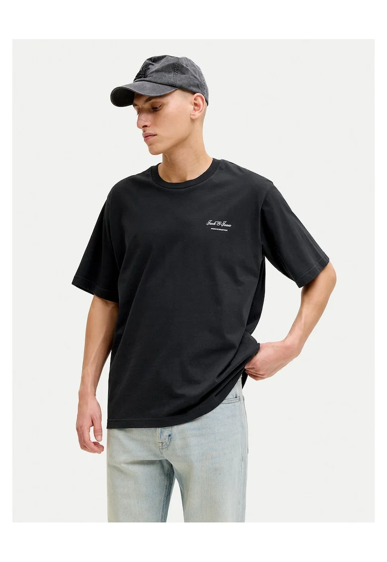 Tricou barbati,  bumbac organic, negru, model simplu