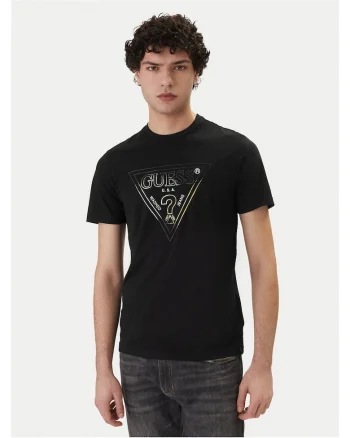 Tricou barbati  slim fit, negru, bumbac/elastan