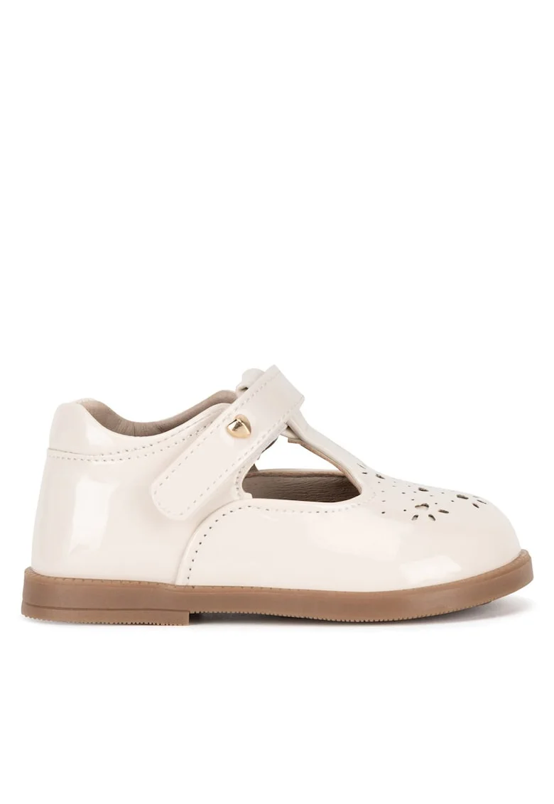 Pantofi fete,  bej, material sintetic, inchidere velcro