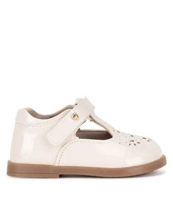 Pantofi fete,  bej, material sintetic, inchidere velcro