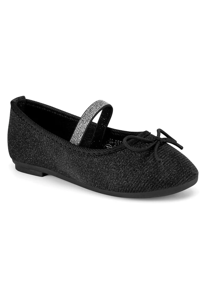 Pantofi copii,  balerini, negru, material sintetic, pentru fete