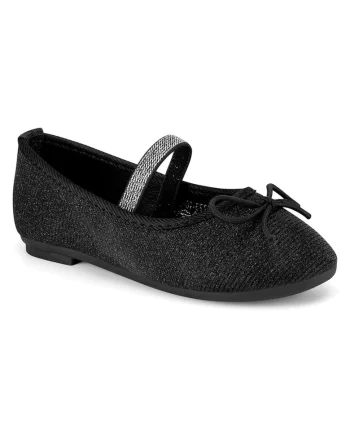Pantofi copii,  balerini, negru, material sintetic, pentru fete