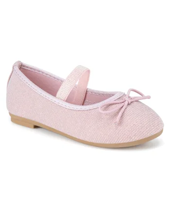 Pantofi copii,  balerini, sclipici, roz, material sintetic