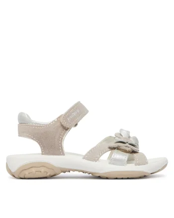 Sandale copii,  din piele naturala, bej, cu sistem inchidere Velcro