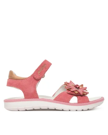 Sandale copii,  piele naturala, roz, cu inchidere Velcro
