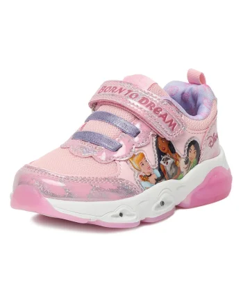 Pantofi sport copii,  adidasi cu LED-uri, roz, sintetic, inchidere velcro
