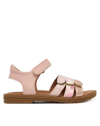 Sandale copii,  din piele naturala, roz, cu velcro