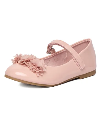 Balerini copii,  roz, material sintetic, inchidere velcro