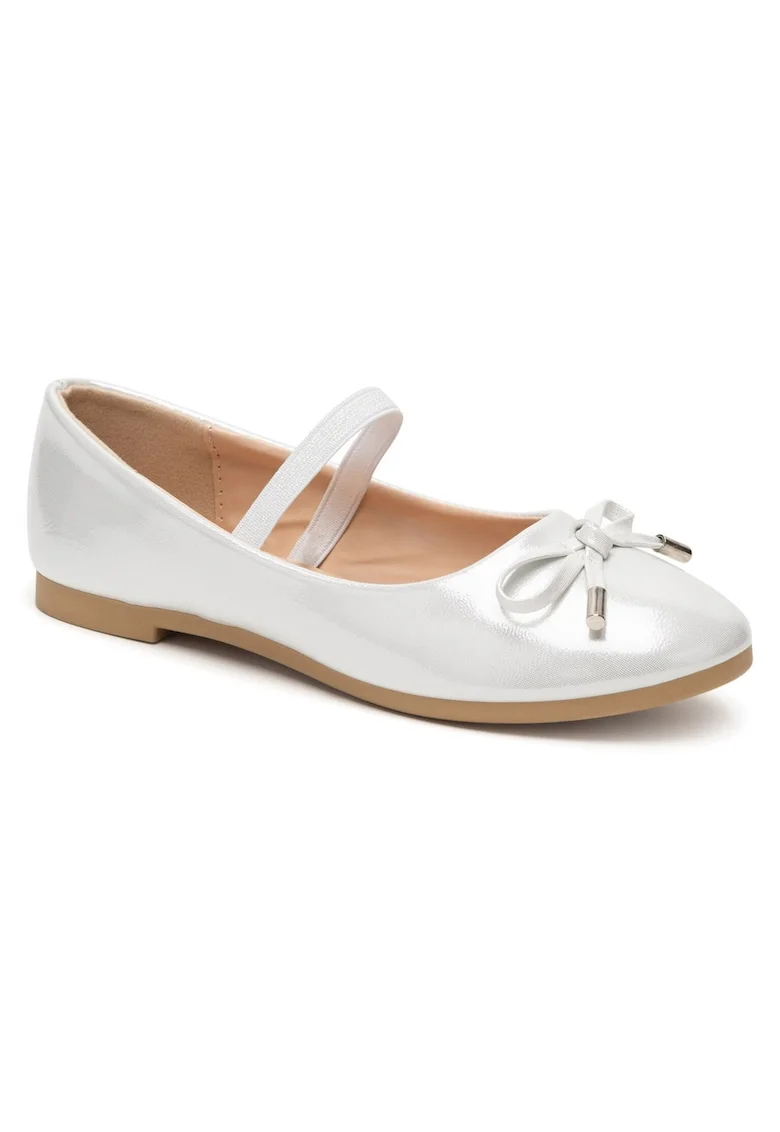 Pantofi copii,  balerini, argintiu, material sintetic