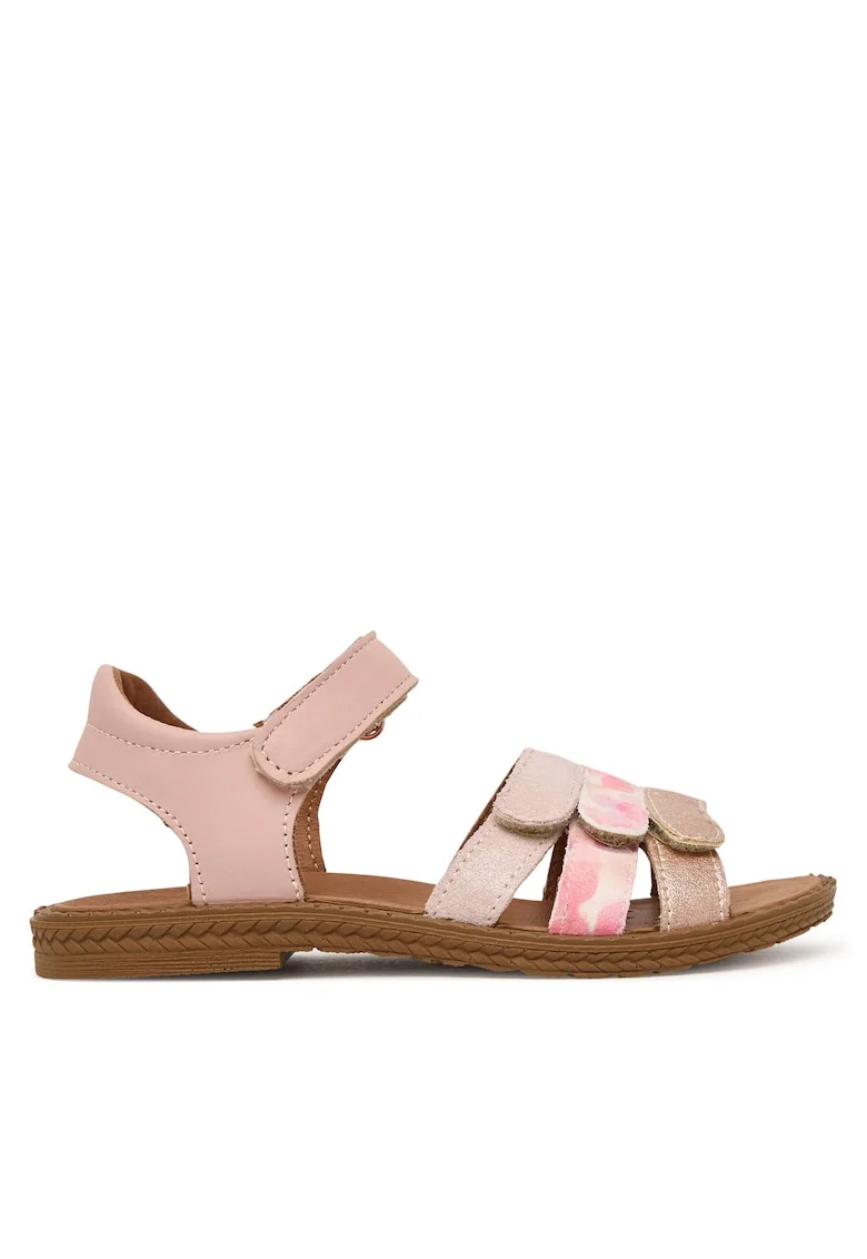 Sandale copii,  piele naturala, roz, sistem inchidere Velcro