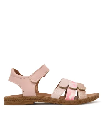 Sandale copii,  piele naturala, roz, sistem inchidere Velcro
