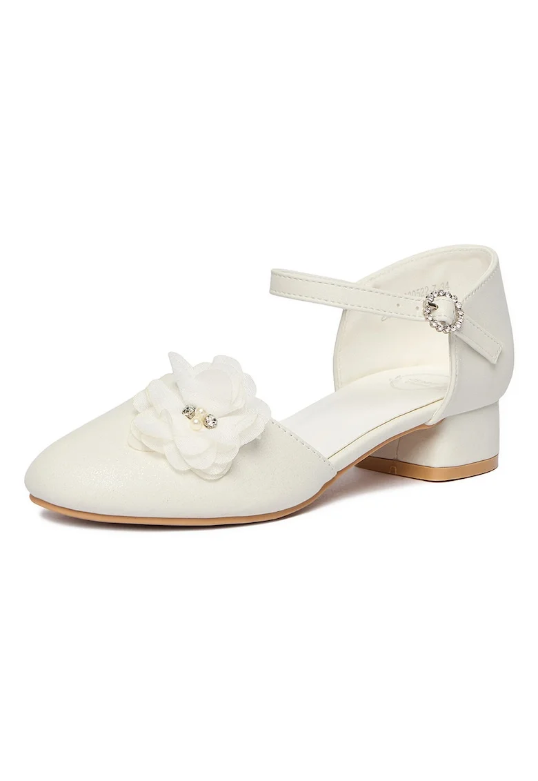 Pantofi copii,  balerini, alb, textil
