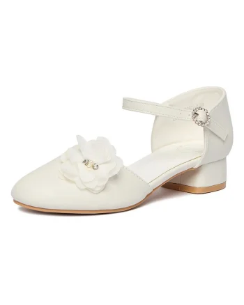 Pantofi copii,  balerini, alb, textil