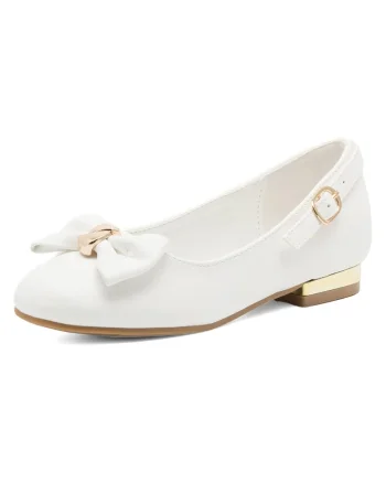 Pantofi copii,  balerini, confort, alb, material sintetic