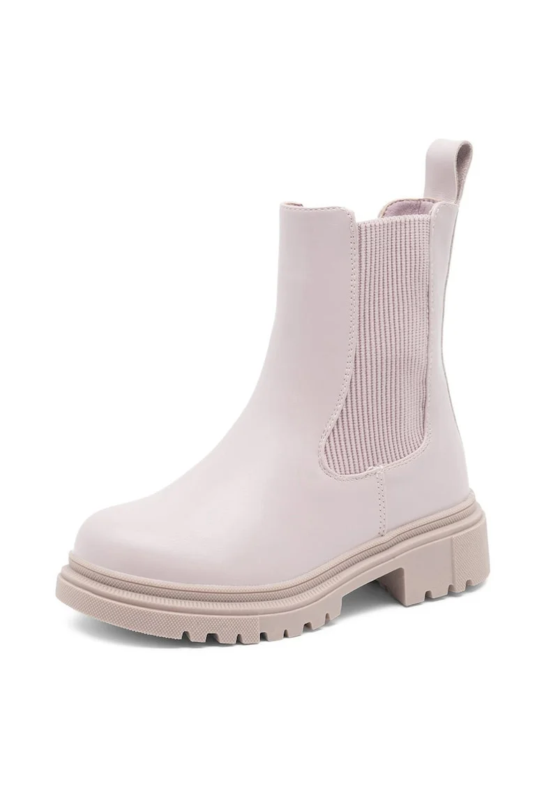 Ghete fete,  piele ecologica, roz, fermoar, set de botine,