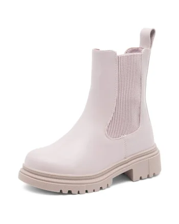Ghete fete,  piele ecologica, roz, fermoar, set de botine,