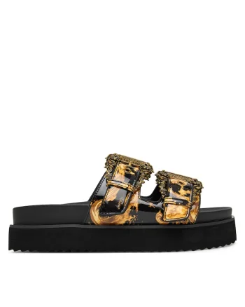 Papuci dama,  piele ecologica, negru
