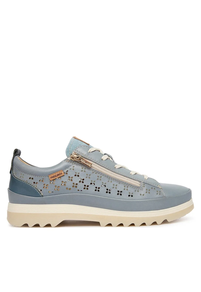Pantofi dama,  piele naturala, albastru, textil