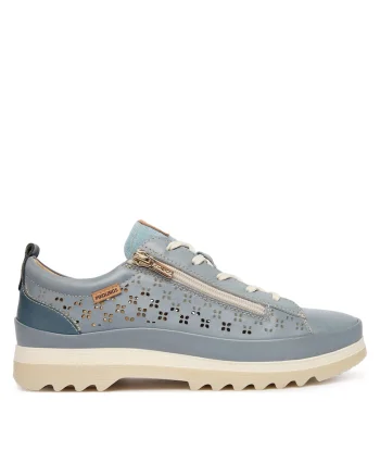 Pantofi dama,  piele naturala, albastru, textil