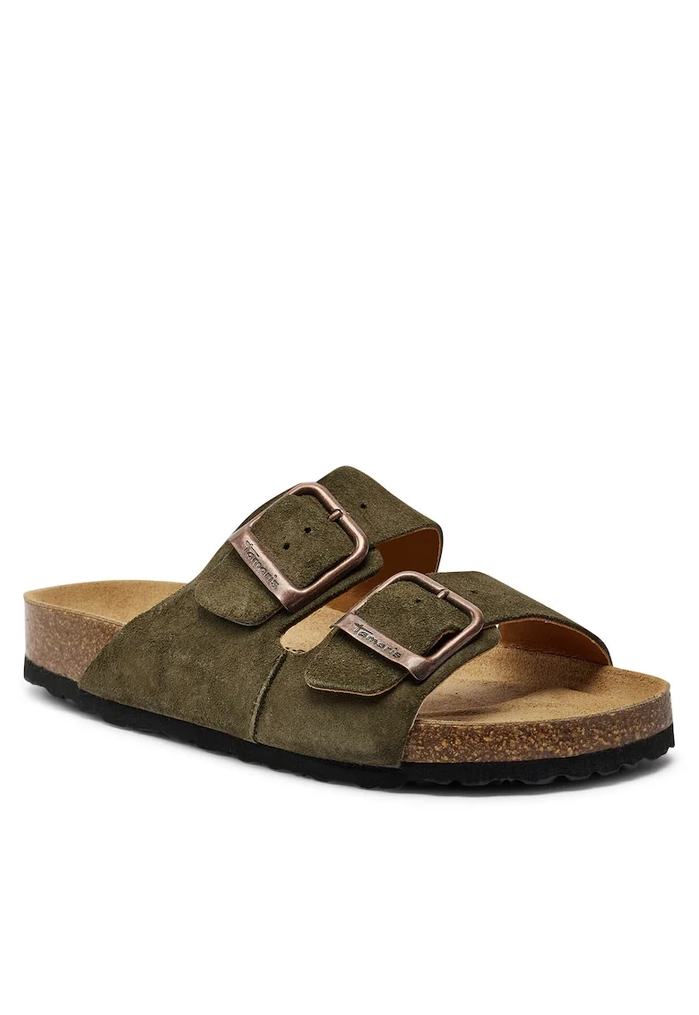 Papuci dama,  piele naturala, verde