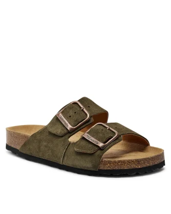 Papuci dama,  piele naturala, verde