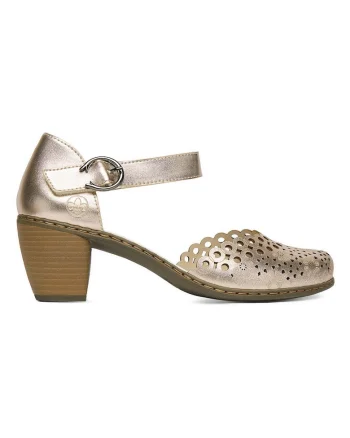 Pantofi dama,  piele naturala, auriu, toc clasic