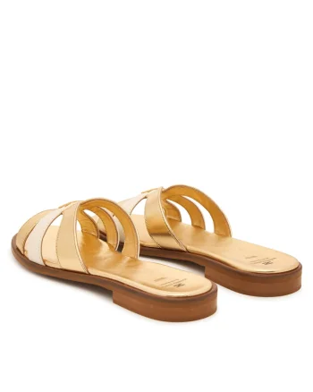 Papuci unisex,  piele naturala, auriu
