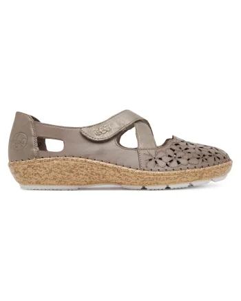 Pantofi dama,  piele naturala, bej, inchidere velcro