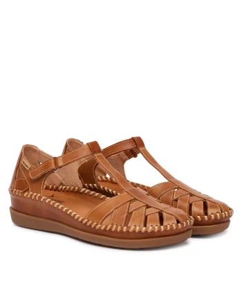 Pantofi dama,  piele naturala, maro, velcro