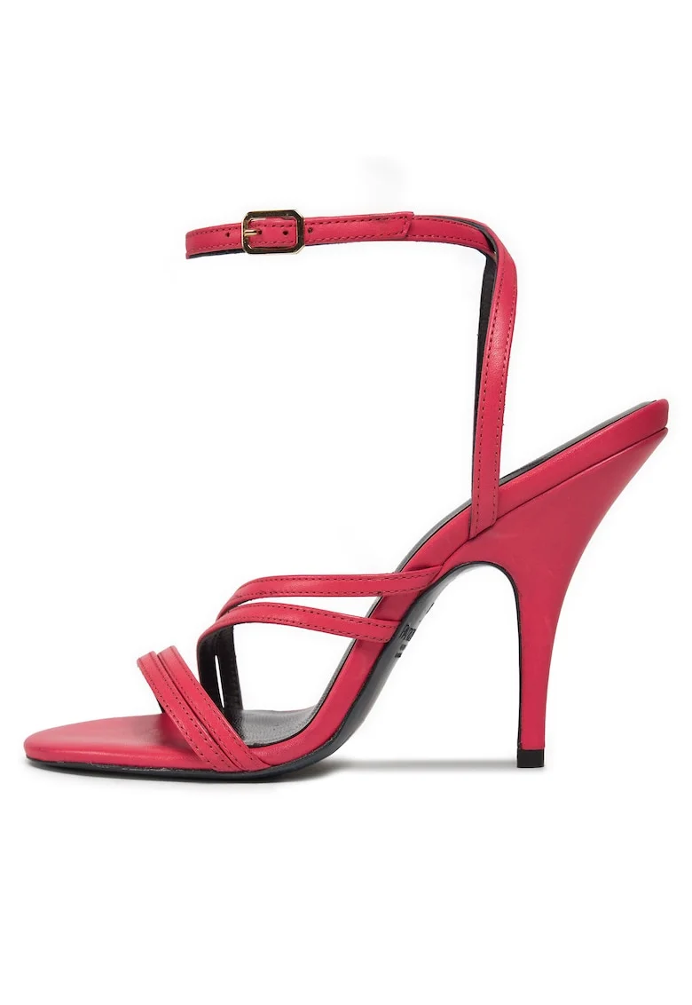 Sandale dama,  stiletto, roz, piele naturala