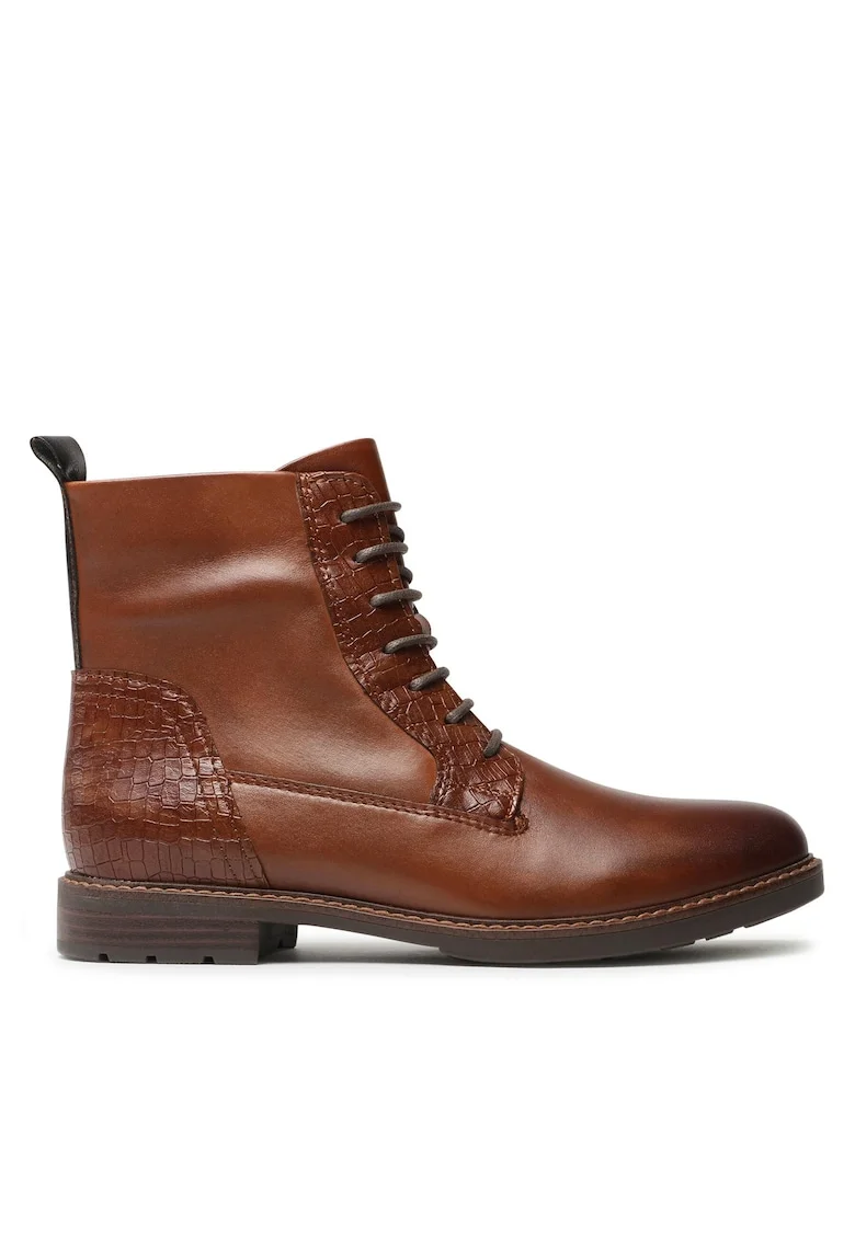 Botine dama,  piele naturala, fermoar, maro,