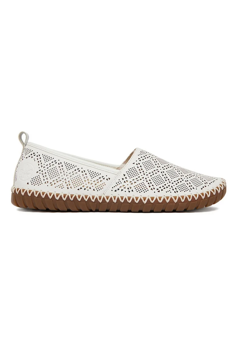 Pantofi dama,  piele naturala, alb, textil