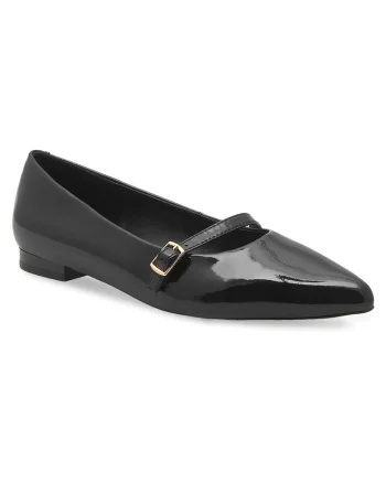 Balerini dama,  piele naturala, negru, tocul plat,
