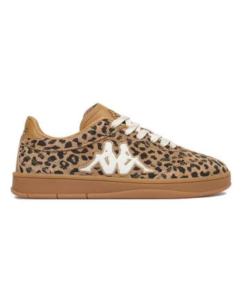 Tenisi dama,  piele naturala, imprimeu leopard, maro