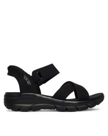 Sandale dama,  velcro, negru, piele ecologica