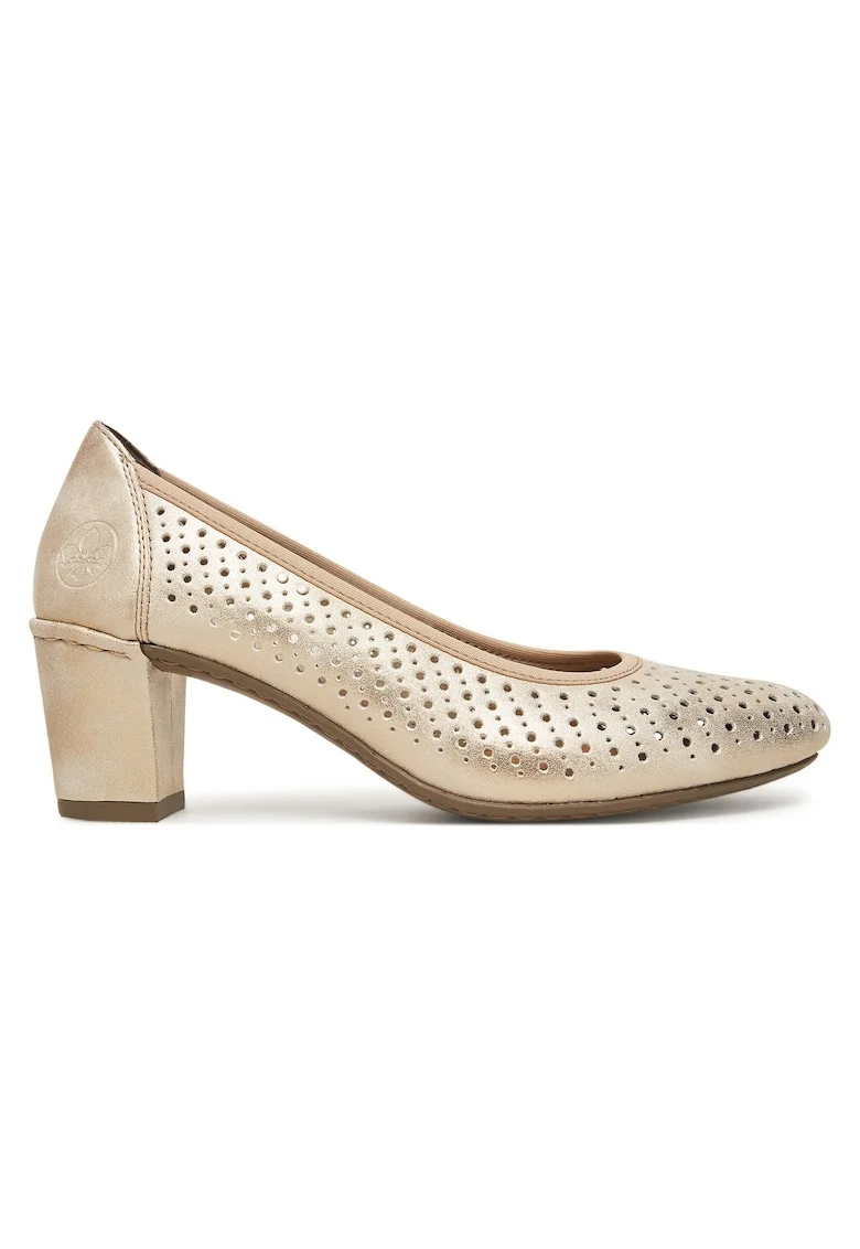 Pantofi dama,  clasic, auriu, textil