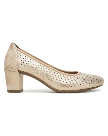 Pantofi dama,  clasic, auriu, textil