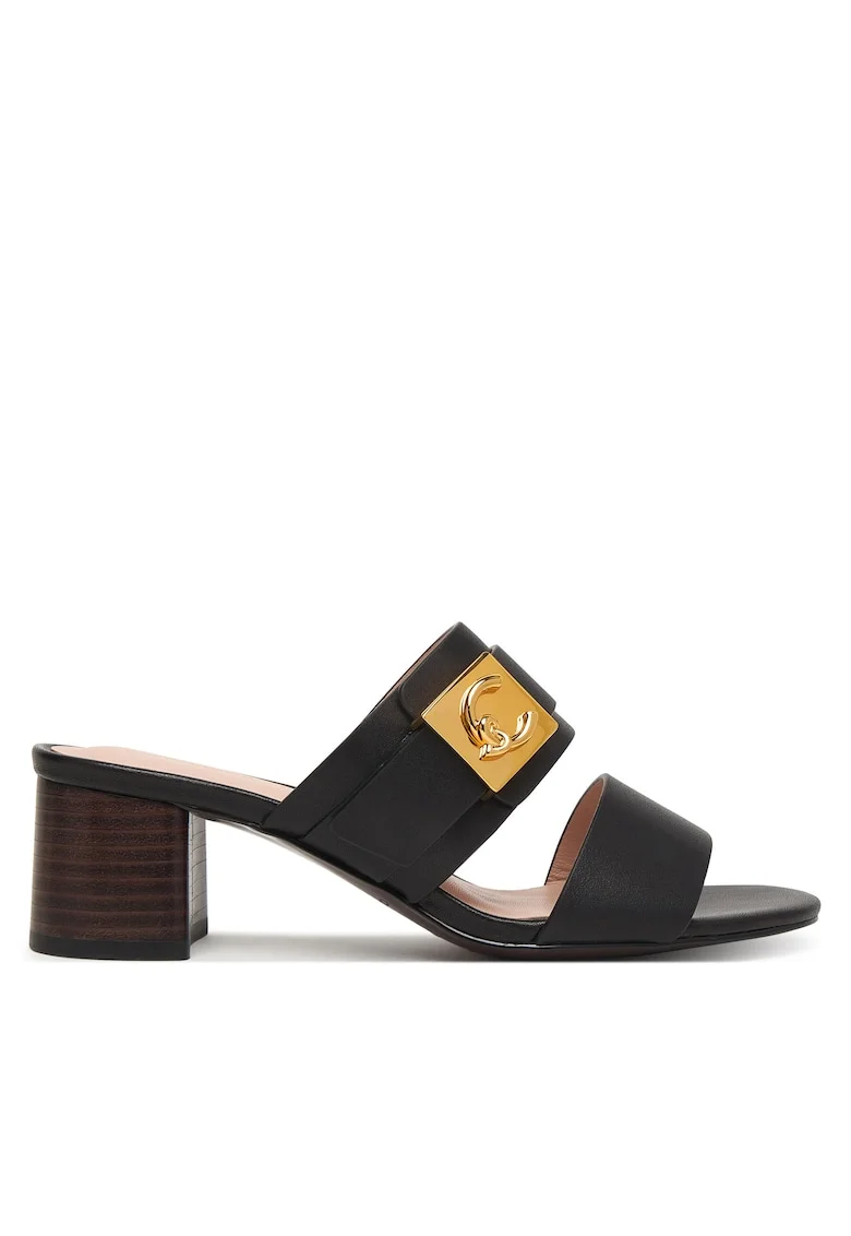 Papuci de dama,  piele naturala, negru,
