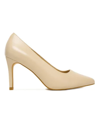 Pantofi dama,  piele naturala, toc stiletto, bej,